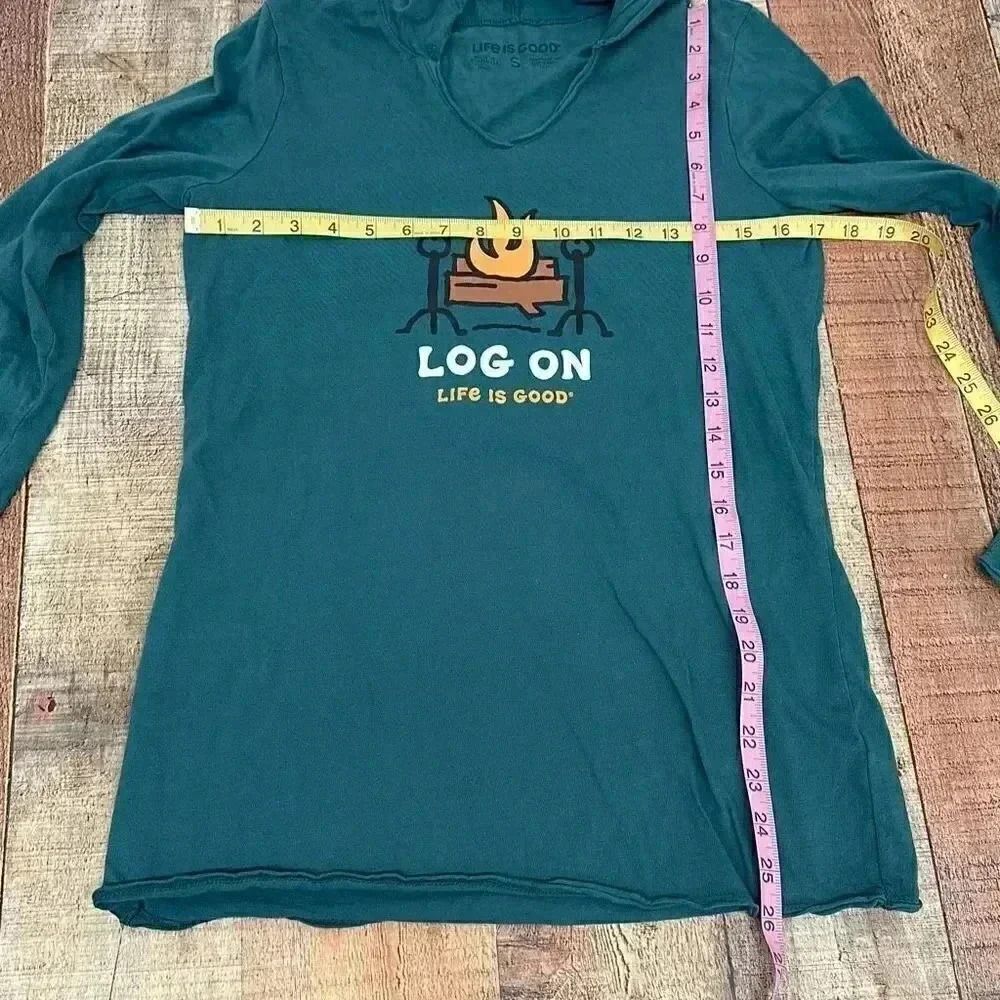 Life is Good Log On Long Sleeve Hooded Shirt - Picture 7 of 9